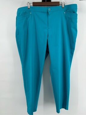 CJ Banks Signature Slimming Women's Teal Cropped  Dress Pants  Size 22W